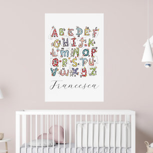 Alfabet Konijnen, Vlinders, Feeën & Bloemen  Poster