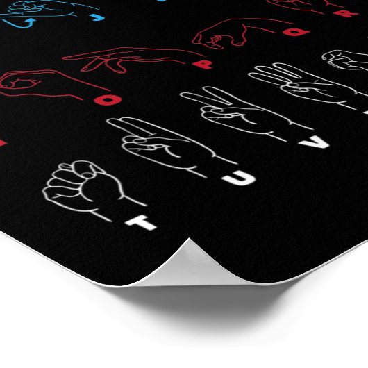 Alfabet leraar Amerikaanse Zing Taal ASL grafiek Poster (Hoek)