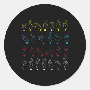 Alfabet leraar Amerikaanse Zing Taal ASL grafiek Ronde Sticker