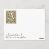 Alfabet Letter A Briefkaart (Achterkant)