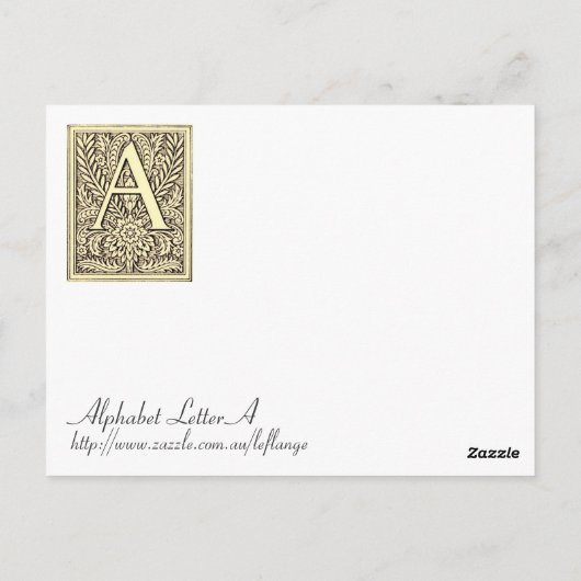 Alfabet Letter A Briefkaart (Achterkant)