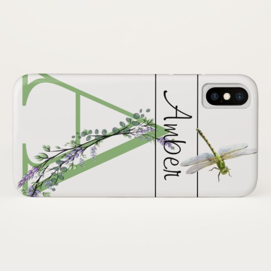 Alfabet letter A Lavendel Eucalyptus Dragonfly Case-Mate iPhone Case (Achterkant (horizontaal))