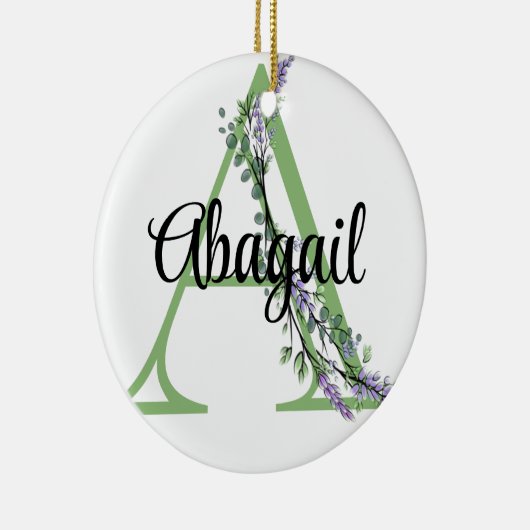 Alfabet letter A, waterverf Lavendel Eucalyptus Keramisch Ornament (Rechts)