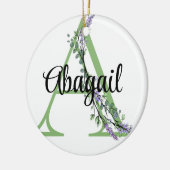 Alfabet letter A, waterverf Lavendel Eucalyptus Keramisch Ornament (Links)
