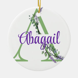 Alfabet letter A, waterverf Lavendel Eucalyptus Keramisch Ornament