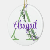 Alfabet letter A, waterverf Lavendel Eucalyptus Keramisch Ornament (Links)