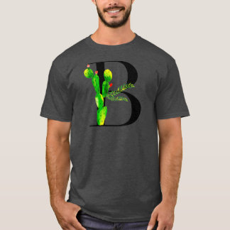Alfabet letter B met waterverf cactus en vertrek T-shirt