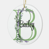 Alfabet letter b, waterverf Lavendel botanisch Keramisch Ornament (Links)