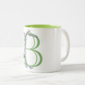 Alfabet letter B, waterverf Lavendel botanisch Tweekleurige Koffiemok (Voorkant rechts)