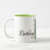 Alfabet letter B, waterverf Lavendel botanisch Tweekleurige Koffiemok (Links)