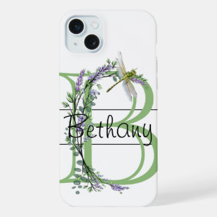 Alfabet letter B, waterverf Lavendel Dragonfly iPhone 15 Plus Case