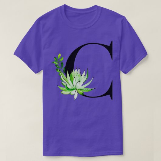 Alfabet letter C met waterverf cactus en verlaat T-shirt (Design voorkant)