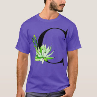 Alfabet letter C met waterverf cactus en verlaat T-shirt