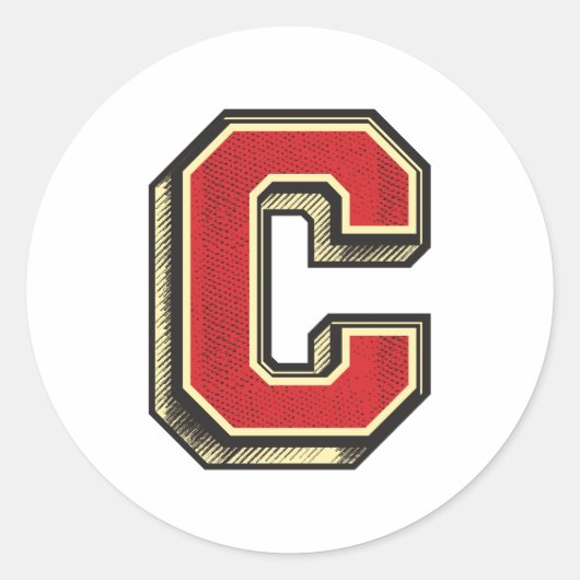 Alfabet Letter C  stijl Ronde Sticker (Voorkant)