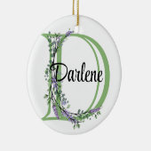 Alfabet letter D, waterverf Lavendel botanisch Keramisch Ornament (Rechts)