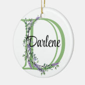 Alfabet letter D, waterverf Lavendel botanisch Keramisch Ornament (Links)