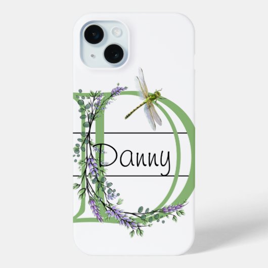 Alfabet letter D, waterverf Lavendel Dragonfly Case-Mate iPhone Case (Achterkant)