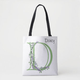 Alfabet letter D waterverf Lavendel Eucalyptus Tote Bag