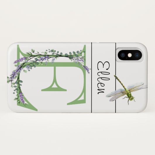 Alfabet letter E Lavendel Eucalyptus Dragonfly Case-Mate iPhone Case (Achterkant (horizontaal))