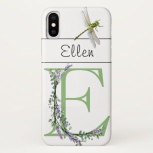 Alfabet letter E Lavendel Eucalyptus Dragonfly Case-Mate iPhone Case