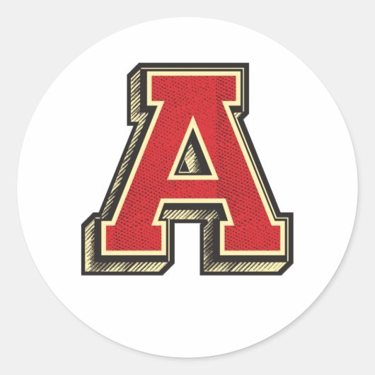 Alfabet Letter Een  stijl Ronde Sticker (Voorkant)