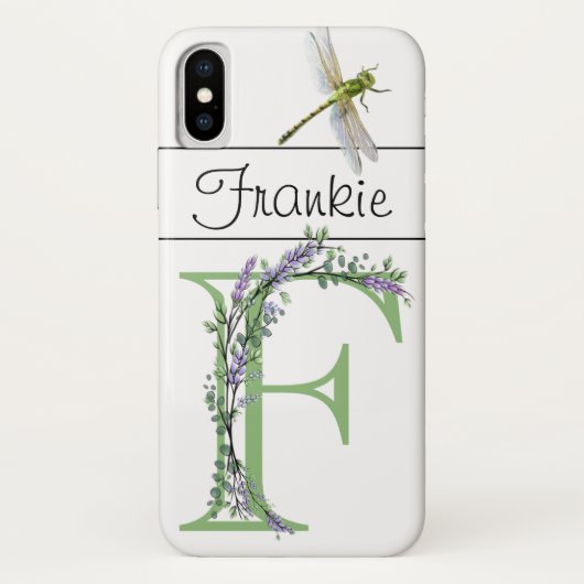 Alfabet letter F Lavendel Eucalyptus Dragonfly Case-Mate iPhone Case (Achterkant)