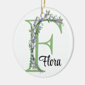 Alfabet letter F, waterverf Lavendel botanisch Keramisch Ornament (Links)