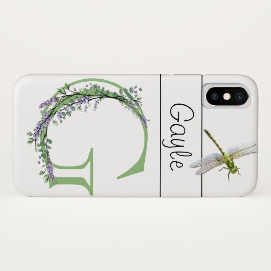 Alfabet letter G Lavendel Eucalyptus Dragonfly Case-Mate iPhone Case (Achterkant (horizontaal))