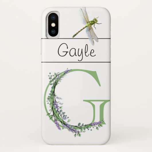 Alfabet letter G Lavendel Eucalyptus Dragonfly Case-Mate iPhone Case (Achterkant)