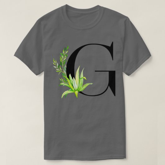 Alfabet letter G met waterverf cactus en vertrek T-shirt (Design voorkant)