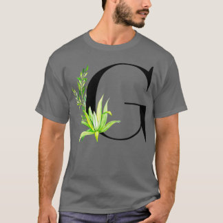 Alfabet letter G met waterverf cactus en vertrek T-shirt