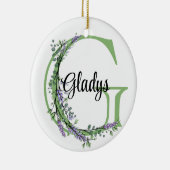 Alfabet letter G, waterverf Lavendel botanisch Keramisch Ornament (Rechts)