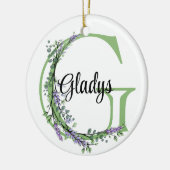 Alfabet letter G, waterverf Lavendel botanisch Keramisch Ornament (Links)