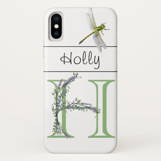 Alfabet letter H Lavendel Eucalyptus Dragonfly Case-Mate iPhone Case (Achterkant)