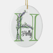 Alfabet letter H, waterverf Lavendel botanisch Keramisch Ornament (Rechts)