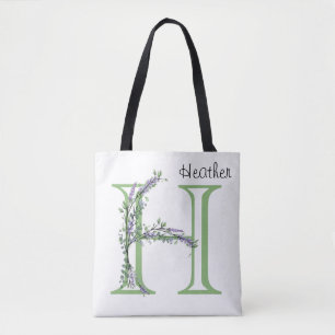 Alfabet letter H waterverf Lavendel Eucalyptus Tote Bag