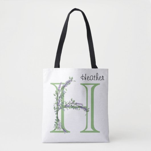 Alfabet letter H waterverf Lavendel Eucalyptus Tote Bag (Voorkant)