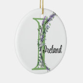 Alfabet letter I, waterverf Lavendel botanisch Keramisch Ornament (Rechts)