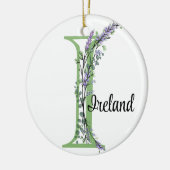 Alfabet letter I, waterverf Lavendel botanisch Keramisch Ornament (Links)