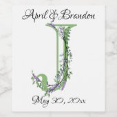 Alfabet letter J Lavender Eucalyptus Wijn Etiket (Enkel label)