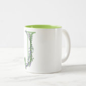 Alfabet letter J, waterverf Lavendel botanisch Tweekleurige Koffiemok (Voorkant rechts)