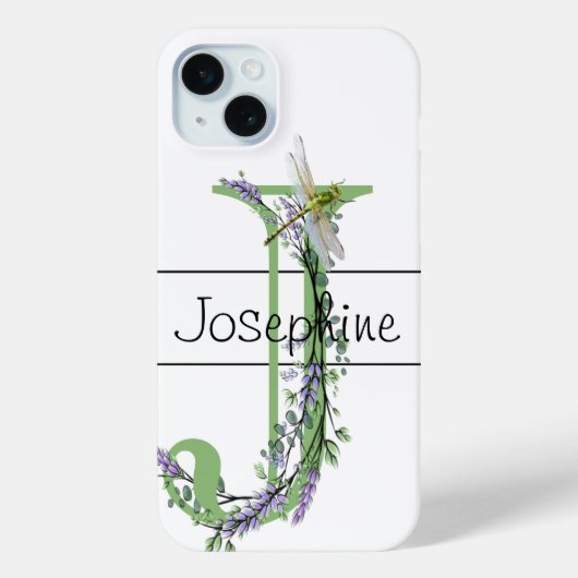 Alfabet letter J, waterverf Lavendel Dragonfly Case-Mate iPhone Case (Achterkant)