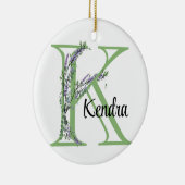 Alfabet letter K, waterverf Lavendel botanisch Keramisch Ornament (Rechts)