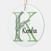 Alfabet letter K, waterverf Lavendel botanisch Keramisch Ornament (Links)