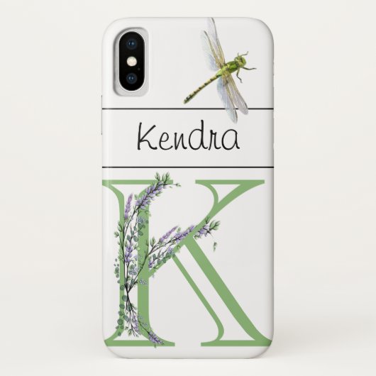 Alfabet letter K waterverf Lavendel Dragonfly Case-Mate iPhone Case (Achterkant)