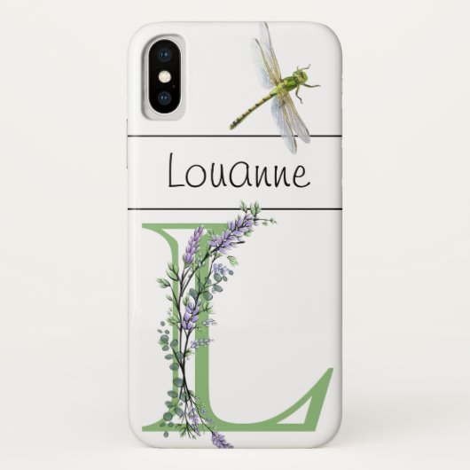 Alfabet letter L Lavendel Eucalyptus Dragonfly Case-Mate iPhone Case (Achterkant)