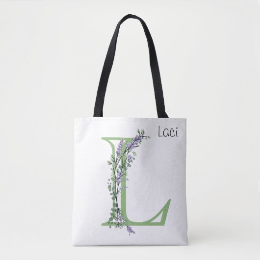 Alfabet letter L waterverf Lavendel Eucalyptus Tote Bag (Voorkant)