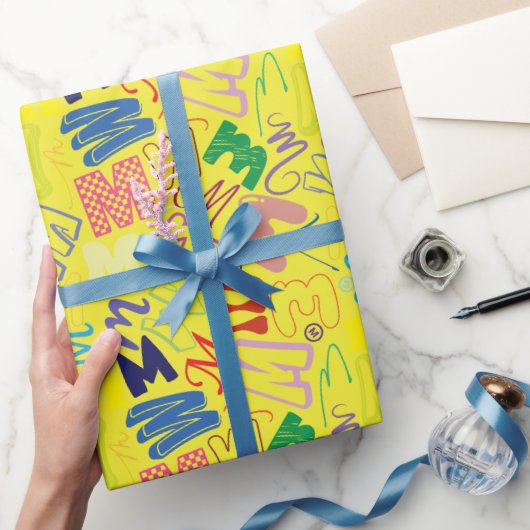 Alfabet Letter M Inpakpapier - Geel (Geschenken)