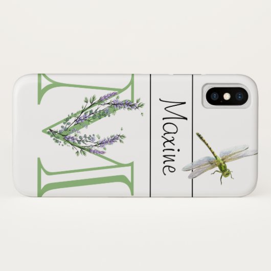 Alfabet letter M Lavendel Eucalyptus Dragonfly Case-Mate iPhone Case (Achterkant (horizontaal))