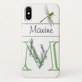 Alfabet letter M Lavendel Eucalyptus Dragonfly Case-Mate iPhone Case (Achterkant)